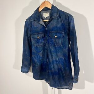 Current/Elliott Camo Denim Shirt XS/S – Grunge Western Workwear Americana